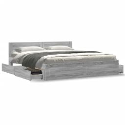 Berkfield Home Bed Frame with Headboard without Mattress Grey Sonoma 200x200 cm - thumbnail 4
