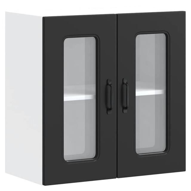 Berkfield Home Kitchen Wall Cabinet with Glass Door Kalmar Black Engineered Wood - image 1