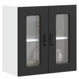 Berkfield Home Kitchen Wall Cabinet with Glass Door Kalmar Black Engineered Wood - thumbnail 2
