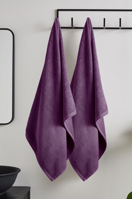 Catherine Lansfield 'Quick Dry Cotton' Bath Sheet Pair in Plum - image 1