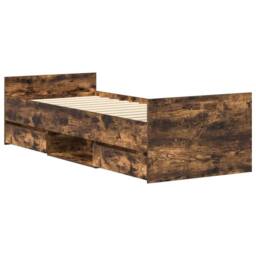 Berkfield Home Bed Frame with Headboard & Footboard Smoked Oak 90x190 cm Single in Brown - thumbnail 4