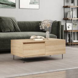 Berkfield Home Coffee Table Sonoma Oak 90x50x36.5 cm Engineered Wood in Light Oak - thumbnail 2