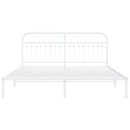 Berkfield Home Metal Bed Frame without Mattress with Headboard White 183x213cm - Size: 183x213 cm - thumbnail 4