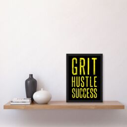 Artery8 Gym Motivation Grit Hustle Respect Exercise Workout Decor Artwork Framed Wall Art Print A4 in Black - thumbnail 2
