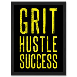 Artery8 Gym Motivation Grit Hustle Respect Exercise Workout Decor Artwork Framed Wall Art Print A4 in Black - thumbnail 1