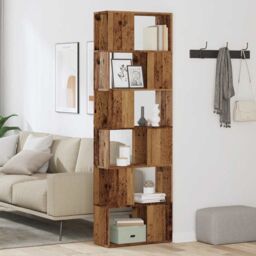 Berkfield Home Book Cabinet/Room Divider Old Wood 60x24x186 cm in Brown - Size: 60 x 24 x 186 cm - thumbnail 3