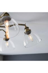 Netlighting Hansen Multi Arm Glass Semi Flush Ceiling Lamp Antique Brass Plate Glass in Gold - thumbnail 5