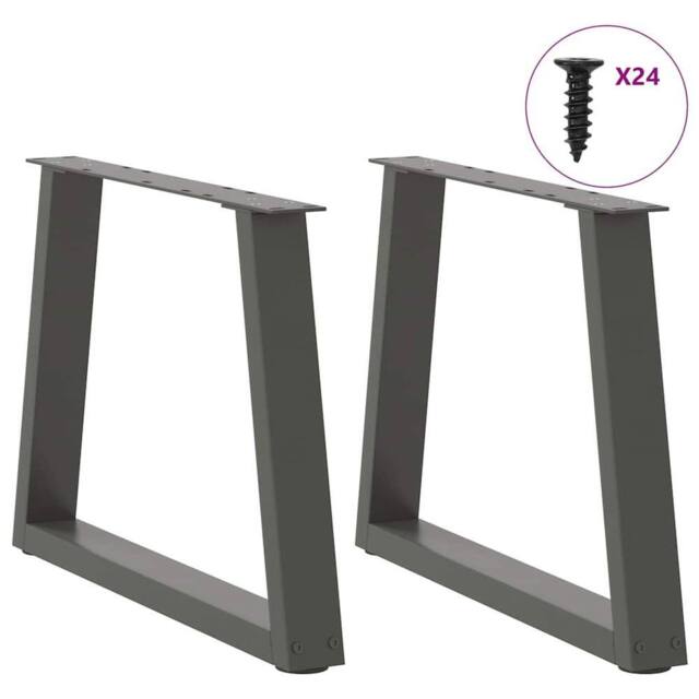 Berkfield Home Modern Dining Table Legs V-Shape 2 pcs Anthracite 70x(42-43.3) cm in Dark Grey - image 1