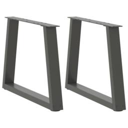 Berkfield Home Modern Dining Table Legs V-Shape 2 pcs Anthracite 70x(42-43.3) cm in Dark Grey - thumbnail 2