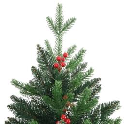 Berkfield Home Beautiful Artificial Hinged Christmas Tree with Red Berries 180 cm in Green - thumbnail 4