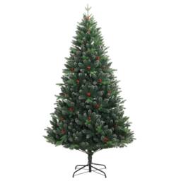 Berkfield Home Beautiful Artificial Hinged Christmas Tree with Red Berries 180 cm in Green - thumbnail 3
