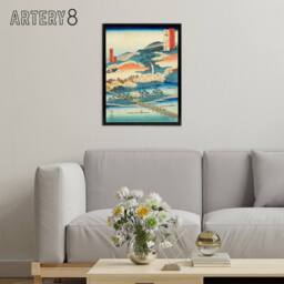 "Artery8 Togetsu Bridge In Arashiyama Framed Canvas Japanese Wall Art Print in Blue - Size: W12"" x H16""" - thumbnail 3