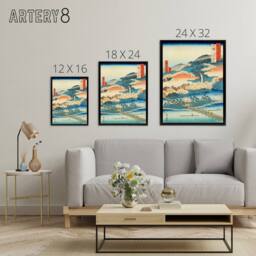 "Artery8 Togetsu Bridge In Arashiyama Framed Canvas Japanese Wall Art Print in Blue - Size: W12"" x H16""" - thumbnail 4