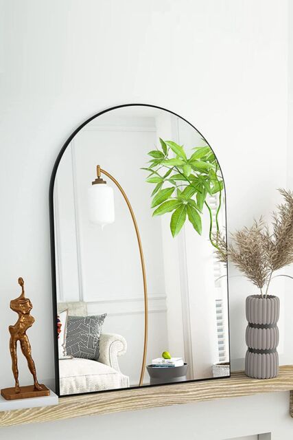 Living and Home Contemporary Arched Wall Mirror in Black - image 1