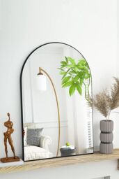 Living and Home Contemporary Arched Wall Mirror in Black