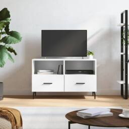 Berkfield Home TV Cabinet White 80x36x50 cm Engineered Wood - Size: 80 x 36 x 50 cm - thumbnail 2