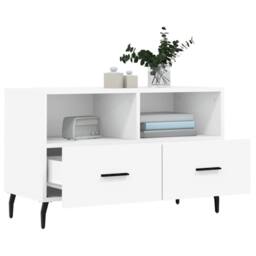 Berkfield Home TV Cabinet White 80x36x50 cm Engineered Wood - Size: 80 x 36 x 50 cm - thumbnail 4