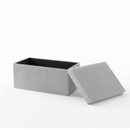 Snug City Corduroy Rectangle Storage Box with Lid Elegant Organizer for Any Room in Silver - Size: Large - thumbnail 2