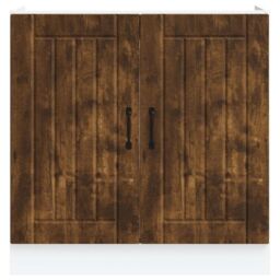 Berkfield Home Sink Base Cabinet Lucca Smoked Oak Engineered Wood in Brown - thumbnail 4