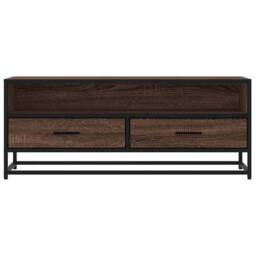 Berkfield Home TV Cabinet Brown Oak 100x34.5x40 cm Engineered Wood & Metal - thumbnail 4