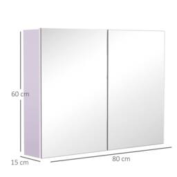 STILVORA Wall Mounted Mirror Cabinet with Adjustable Shelves in White - thumbnail 4