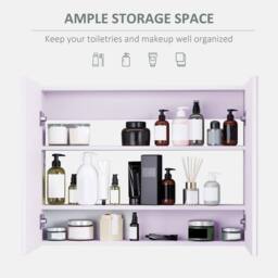 STILVORA Wall Mounted Mirror Cabinet with Adjustable Shelves in White - thumbnail 6