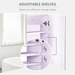 STILVORA Wall Mounted Mirror Cabinet with Adjustable Shelves in White - thumbnail 7