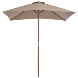 Berkfield Home Outdoor Parasol with Wooden Pole 150x200 cm Taupe in Beige - thumbnail 2