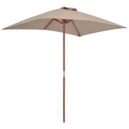 Berkfield Home Outdoor Parasol with Wooden Pole 150x200 cm Taupe in Beige - thumbnail 4