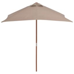 Berkfield Home Outdoor Parasol with Wooden Pole 150x200 cm Taupe in Beige - thumbnail 3
