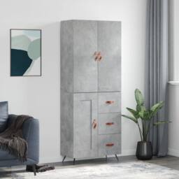 Berkfield Home Highboard Concrete Grey 69.5x34x180 cm Engineered Wood - thumbnail 2
