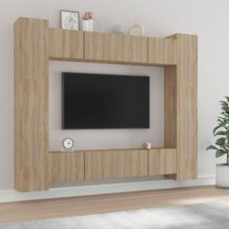 Berkfield Home 8 Piece TV Cabinet Set Sonoma Oak Engineered Wood in Brown - thumbnail 1
