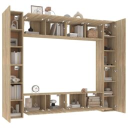 Berkfield Home 8 Piece TV Cabinet Set Sonoma Oak Engineered Wood in Brown - thumbnail 4