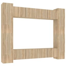 Berkfield Home 8 Piece TV Cabinet Set Sonoma Oak Engineered Wood in Brown - thumbnail 2