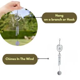 Marco Paul Large Outdoor Wind Chimes - Hearts in Silver - thumbnail 6