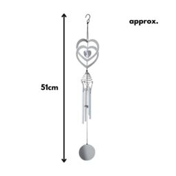 Marco Paul Large Outdoor Wind Chimes - Hearts in Silver - thumbnail 4