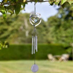 Marco Paul Large Outdoor Wind Chimes - Hearts in Silver - thumbnail 1