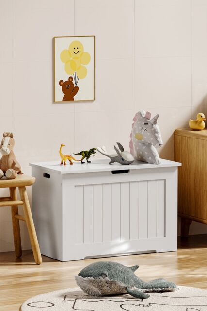 Living and Home White Kids Toy Box Storage Organizer - image 1