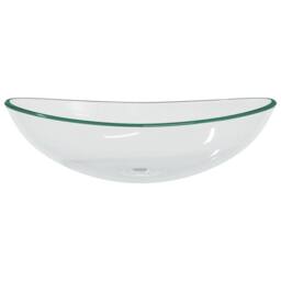 Berkfield Home Modern Basin Tempered Glass 54.5x35x15.5 cm Transparent in Clear - thumbnail 1