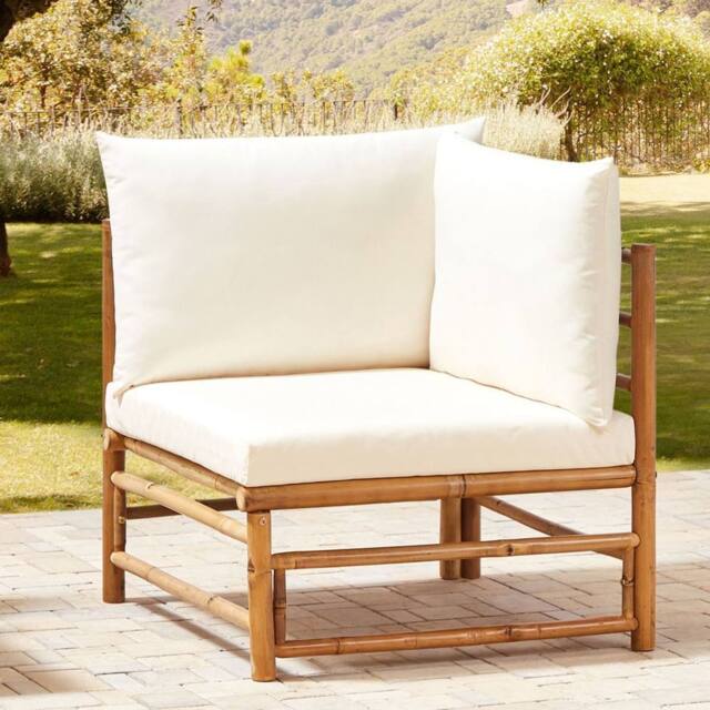Wyld and Coco Corner 1-Seat Section - Off-White Bamboo Armless Sofa in White - image 1