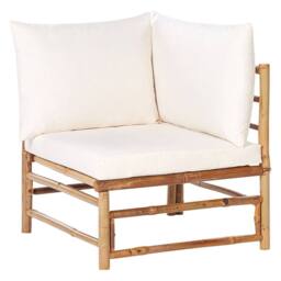 Wyld and Coco Corner 1-Seat Section - Off-White Bamboo Armless Sofa in White - thumbnail 2