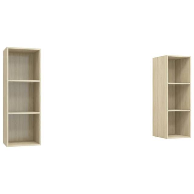 Berkfield Home Wall-mounted TV Cabinets 2 pcs Sonoma Oak Engineered Wood in Light Tan - image 1