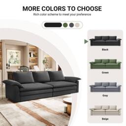 Dprodo 265CM Chenille Sofa Sleeper Deep Seat Couch in Black - thumbnail 9
