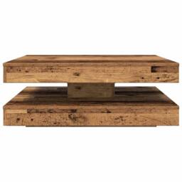 Berkfield Home Coffee Table 360-Degree Rotatable Old Wood 90x90x34.5 cm in Brown - thumbnail 5