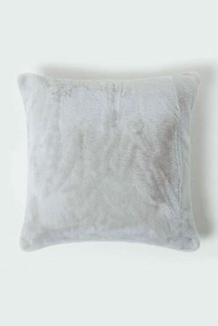 Homescapes Soft Touch Faux Fur Cushion 46 x 46 cm in Grey - image 1