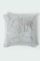 Homescapes Soft Touch Faux Fur Cushion 46 x 46 cm in Grey - thumbnail 2