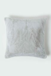 Homescapes Soft Touch Faux Fur Cushion 46 x 46 cm in Grey - thumbnail 1