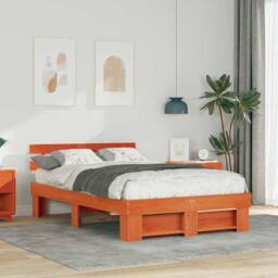Berkfield Home Traditional with Headboard Brown 120 x 190 cm Solid pine wood - thumbnail 2