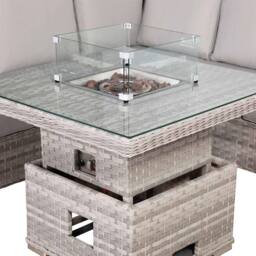 Furnishings For Less UK Rattan Garden Corner Sofa Set with Rising Fire Pit Table in Grey - thumbnail 5