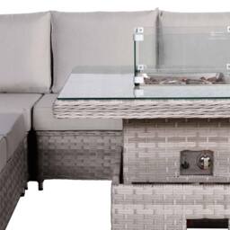 Furnishings For Less UK Rattan Garden Corner Sofa Set with Rising Fire Pit Table in Grey - thumbnail 4